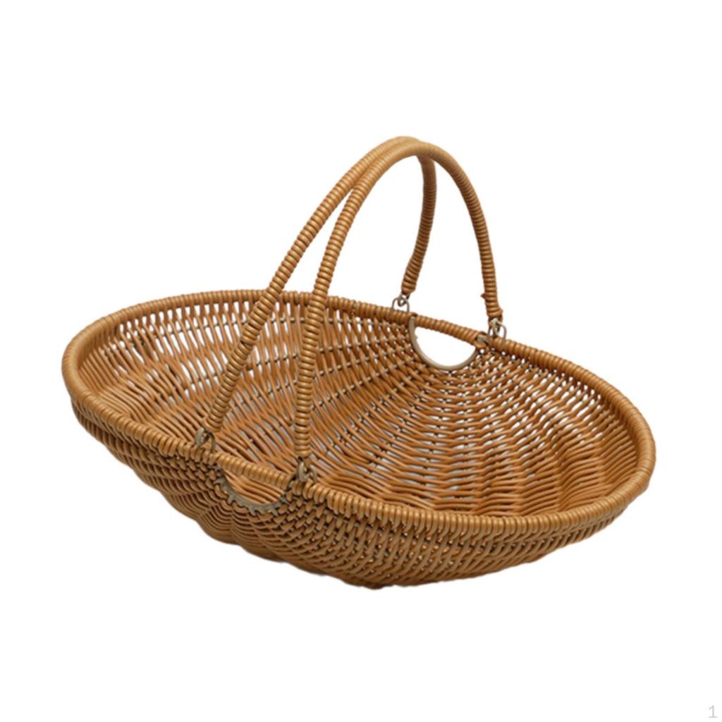 Imitation Rattan Kitchen Tote Basket Iron Wire Frame for Foods or Small Sundries Sturdy with