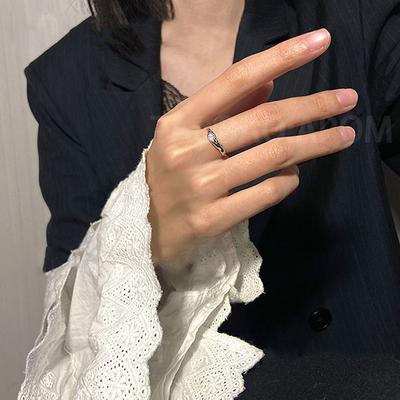 Retro Gothic Silver Color Zircon Alloy Ring  Open Adjustable Finger Rings