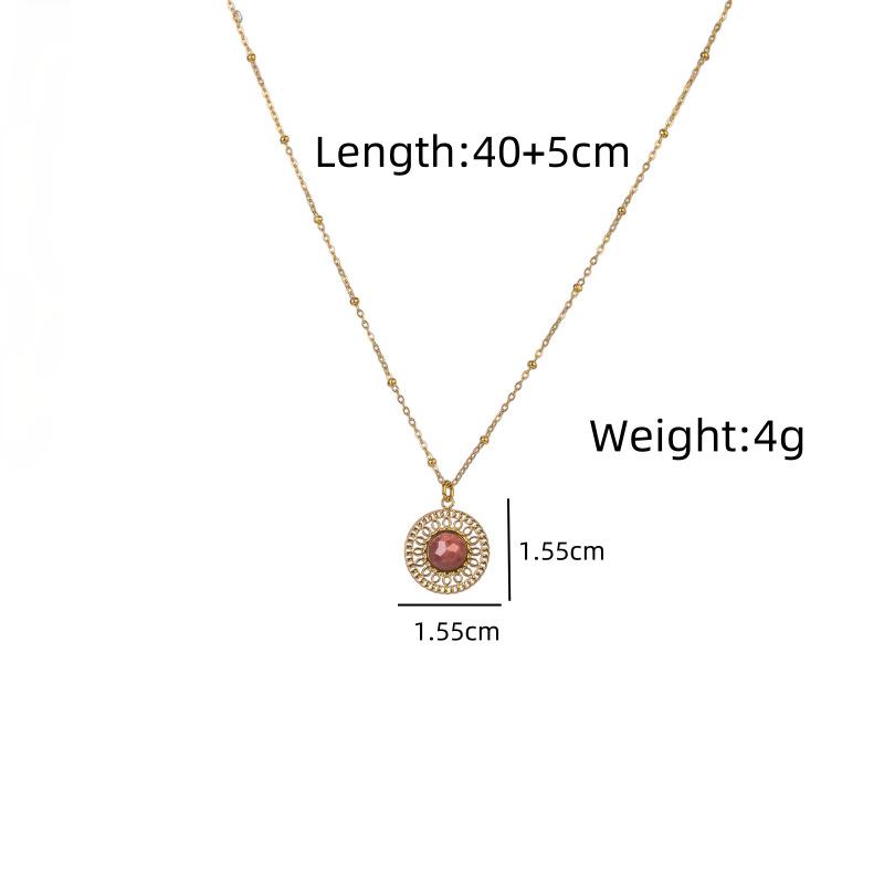 Vintage Stone Pendant Necklace - Hollow Red Agate Stainless Steel Adjustable Chain with Bohemian Charm