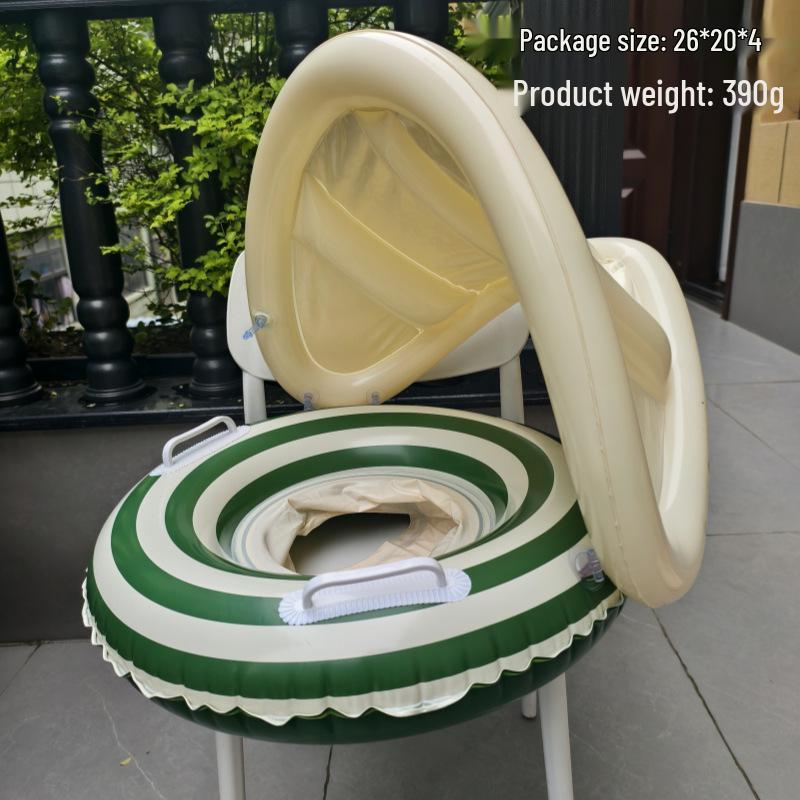 Large Toddler Boat-Themed Swimming Ring with Canopy & Steering Wheel
