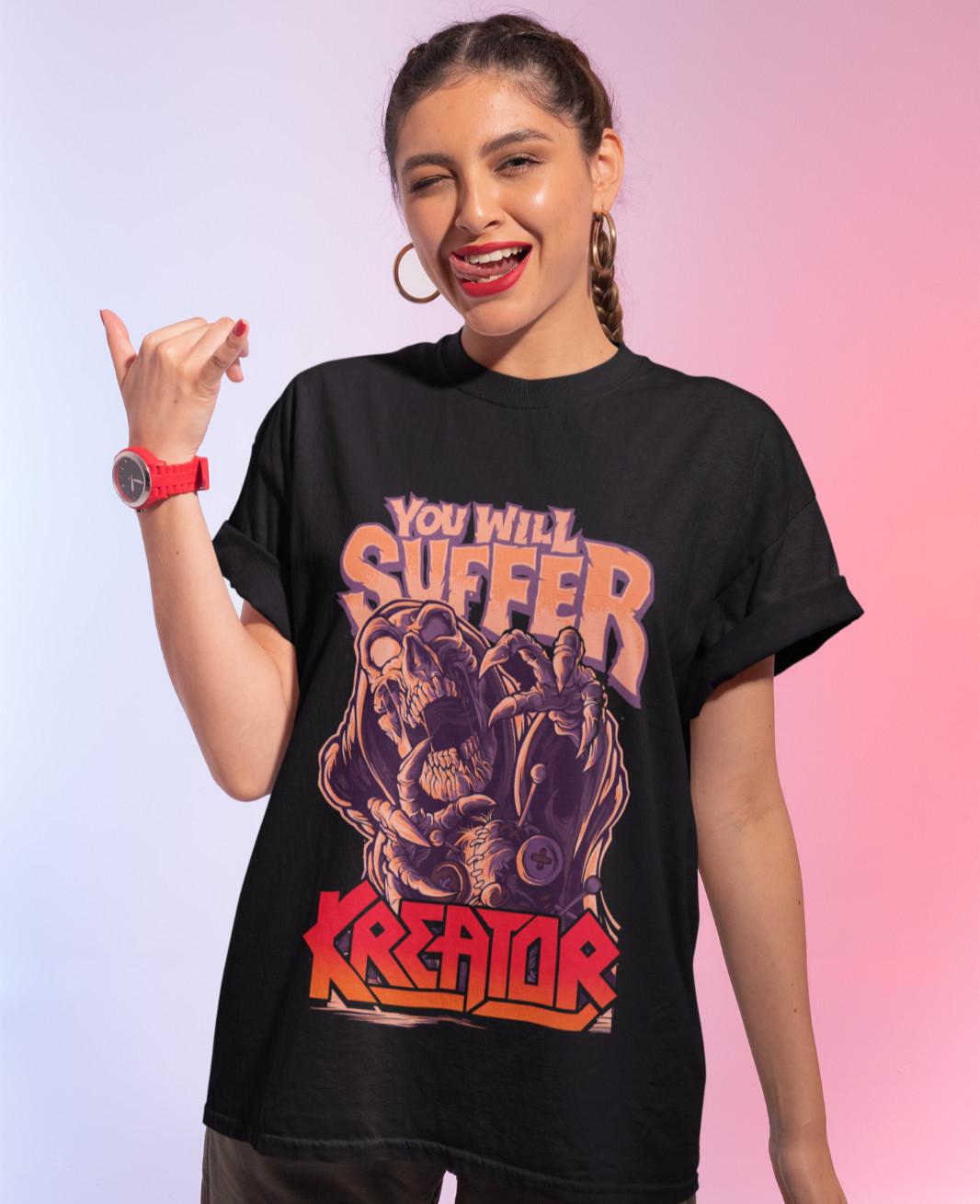 Kreator Ты Будешь Страдать Рок-группа Концерт Фанатка Музыка Женская Футболка Оверсайз S-XXXL S