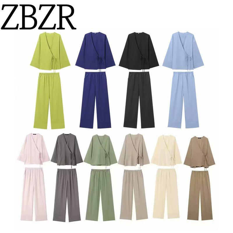 Zbzr Spring New Women Clothes Western Style Texture Double Placket Kimono Outerwear Trousers 5427743 5427431