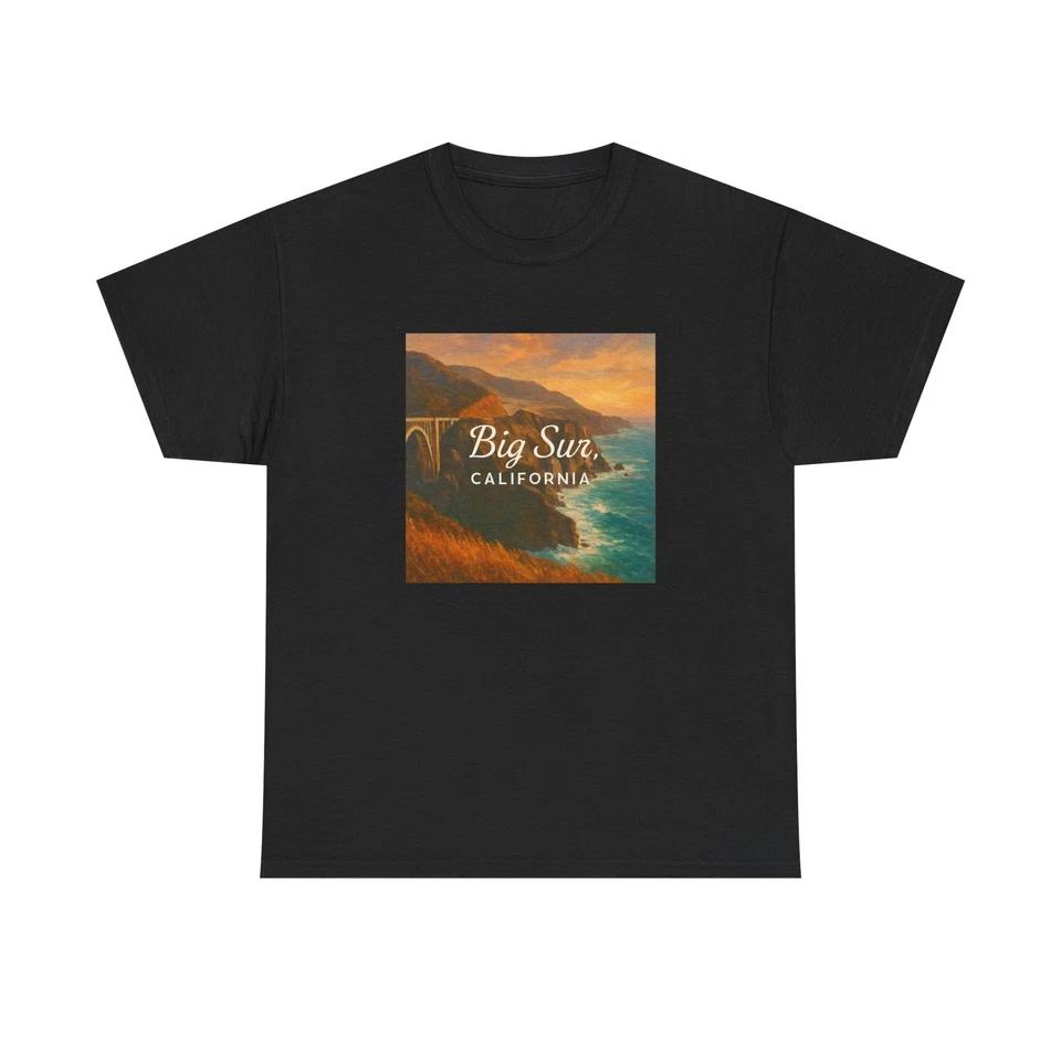Unisex Adult T Shirt Big Sur California Coastal Cliff Art S