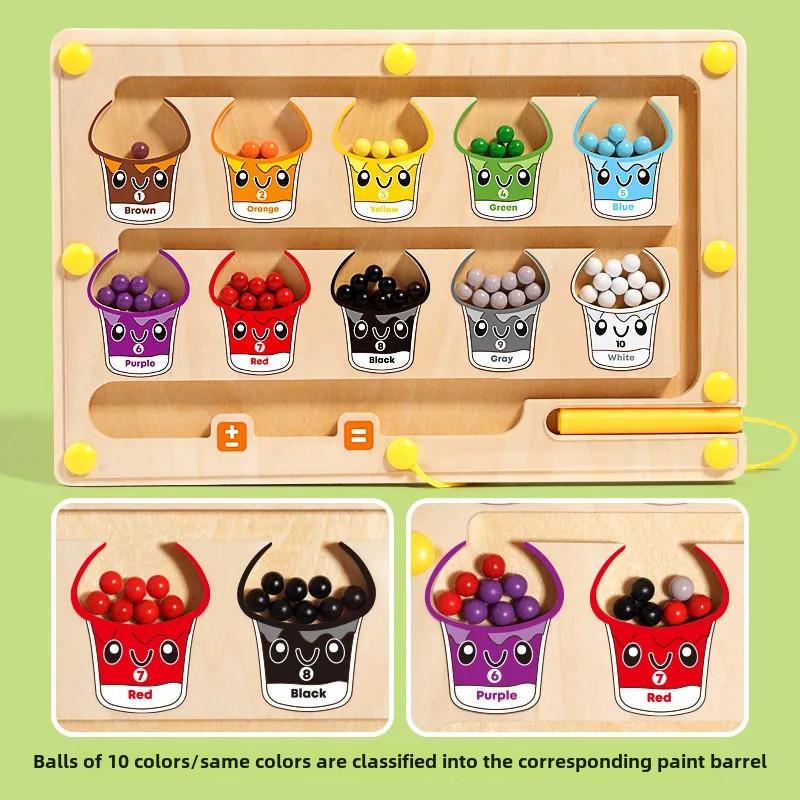 Magnetisches digitales Perlenlabyrinth-Spielzeug für Kinder-Puzzle-Übung, Aufmerksamkeits-Konzentrations-Trainingsspiel für 2-6-Jährige, Lernspielzeug