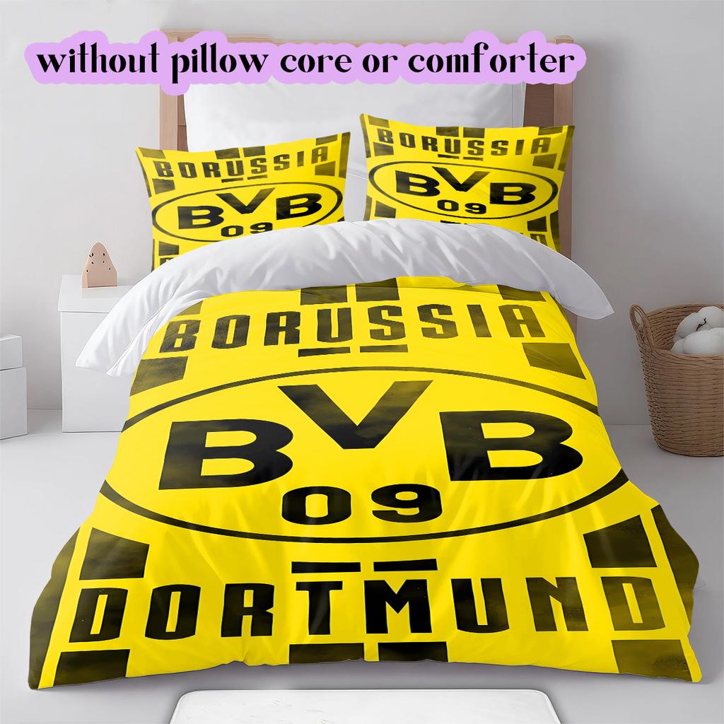Voetbal Logo Patroon Beddengoed Dekbed Set Dekbedovertrek Kussensloop Huisdecoratie Verjaardagscadeau (1*dekbedovertrek+ 2*kussensloop, zonder vulling)