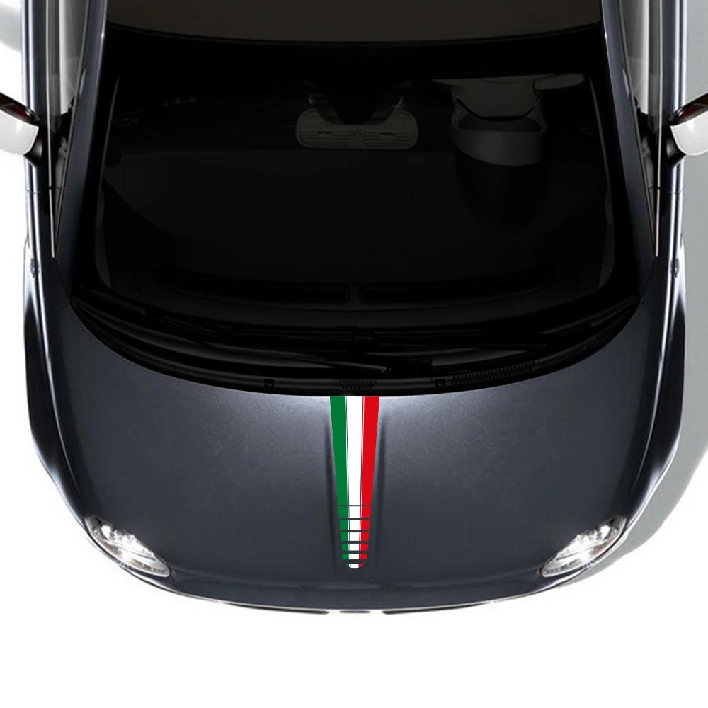 Car Bonnet Stripe Vinyl Decal Hood Italian Flag Line Graphics Racing Sport Sticker Waterproof Accessories For Fiat 500 Abarth