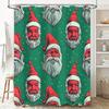 Green Christmas Santa Claus Shower Curtain Festive Holiday Decor For Your Bathroom Unisex Gift Idea 72 X 84 Inches Printed Fabri