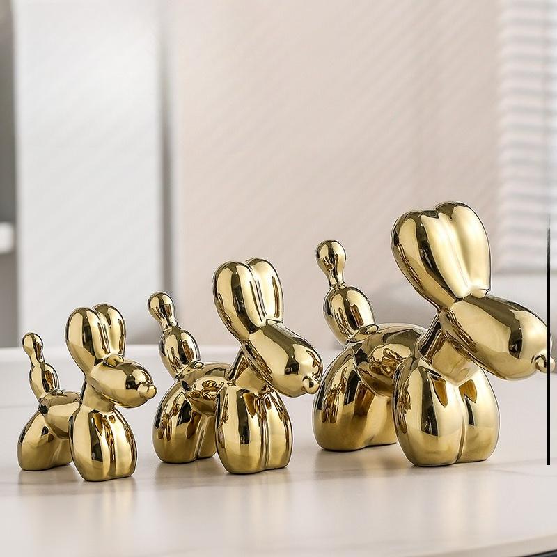 Nordic Ceramic Balloon Dog Abstract Ornament Creative Sculpture Study Room Statue Home Office Accessorie Festival Decoration
