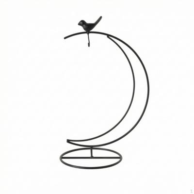 Hanging Planter Stand with MoonShapedMoon Frame Decorative Tabletop Bird Ornament