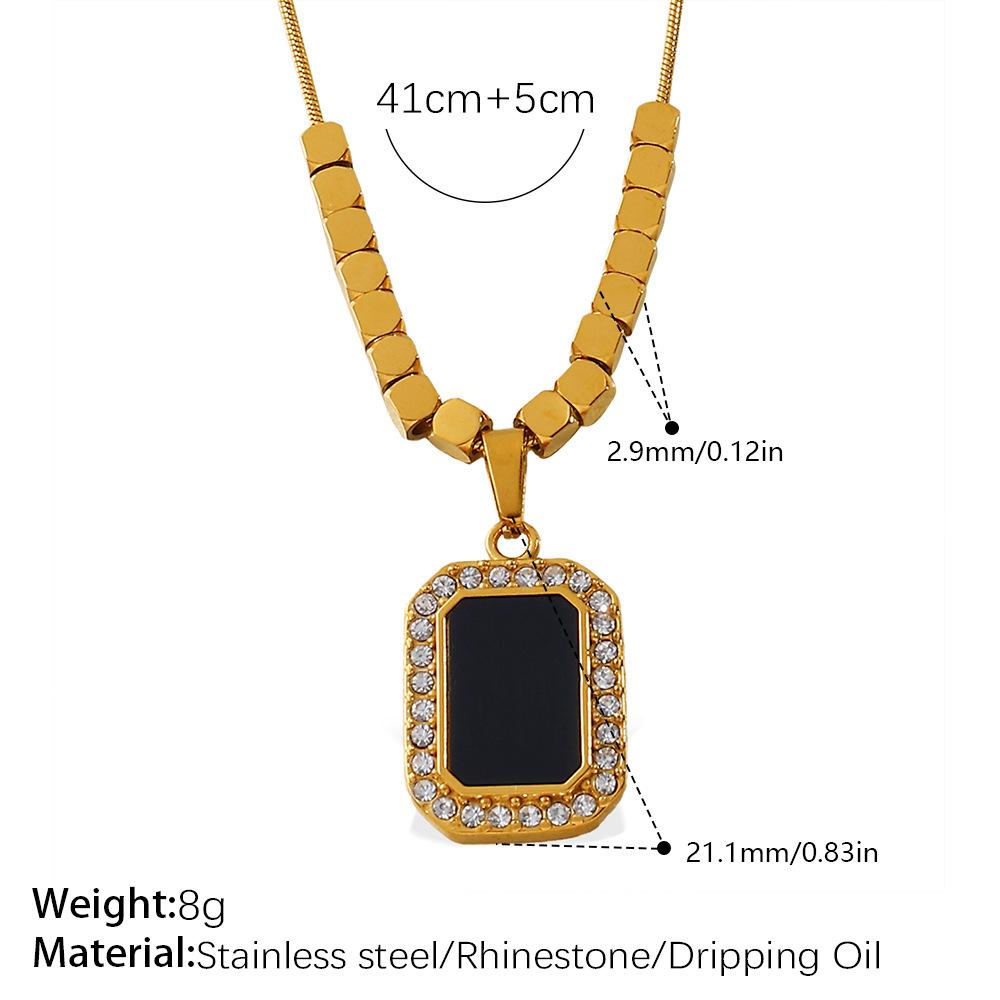 Ожерелье-кубик сахара Нержавеющая сталь Черный квадрат Бренд Алмазный кулон Ожерелье Украшение Женское