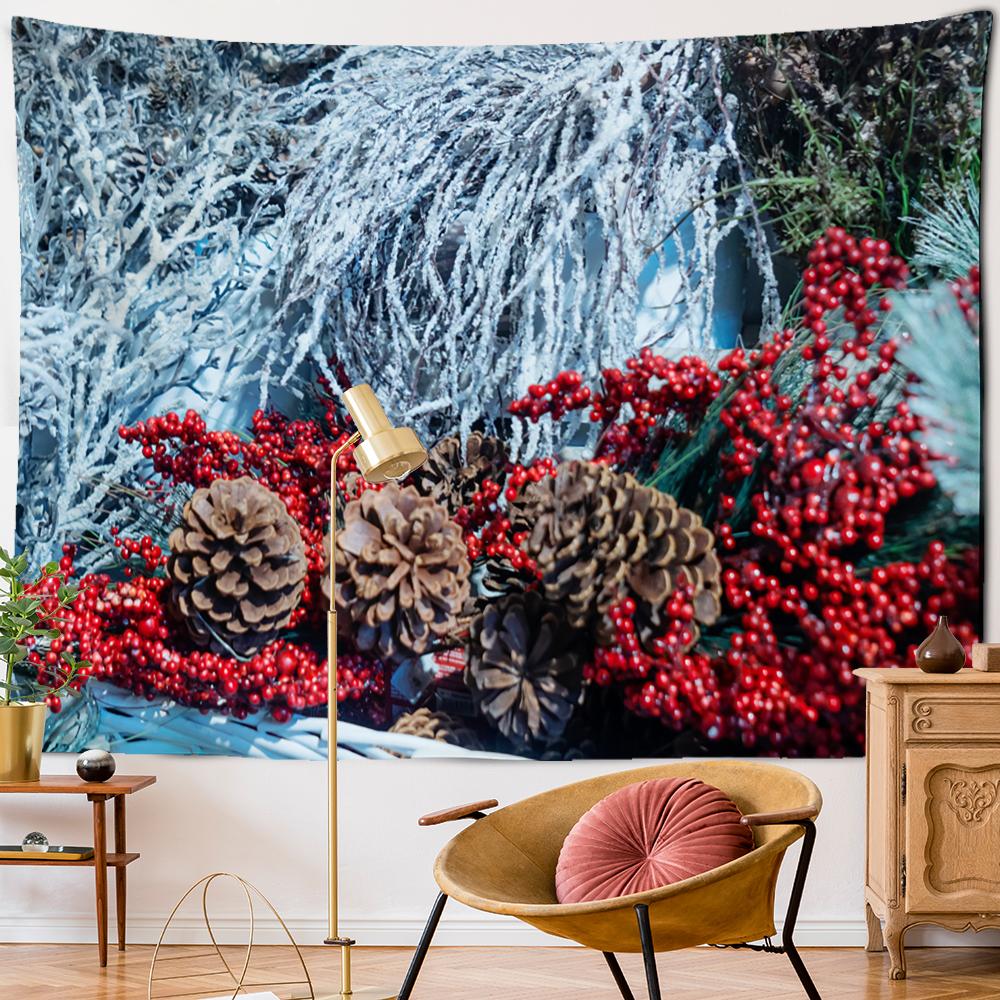 Christmas Cabin Tapestry Wall Hanging Bohemian Holiday Gifts Psychedelic Witchcraft Christmas Tree Living Room Home Decor