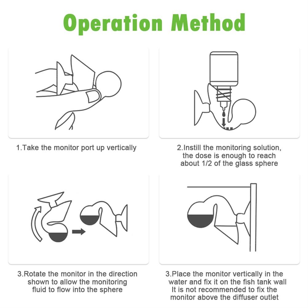 CO2 Long Acting Monitor CO2 Drop Checker with Suction Cup for Aquarium