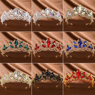 1Pc Vintage Baroque Tiara Crown Light Luxury Bridal Wedding Crystal Queen Tiara Rhinestone Crown Headband Hair Accessories for B