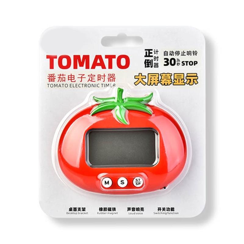 Digital Kitchen Timer with Magnetic Attachment Large Display Timer Tomato Shaped Timer for Cooking Exercise and Study