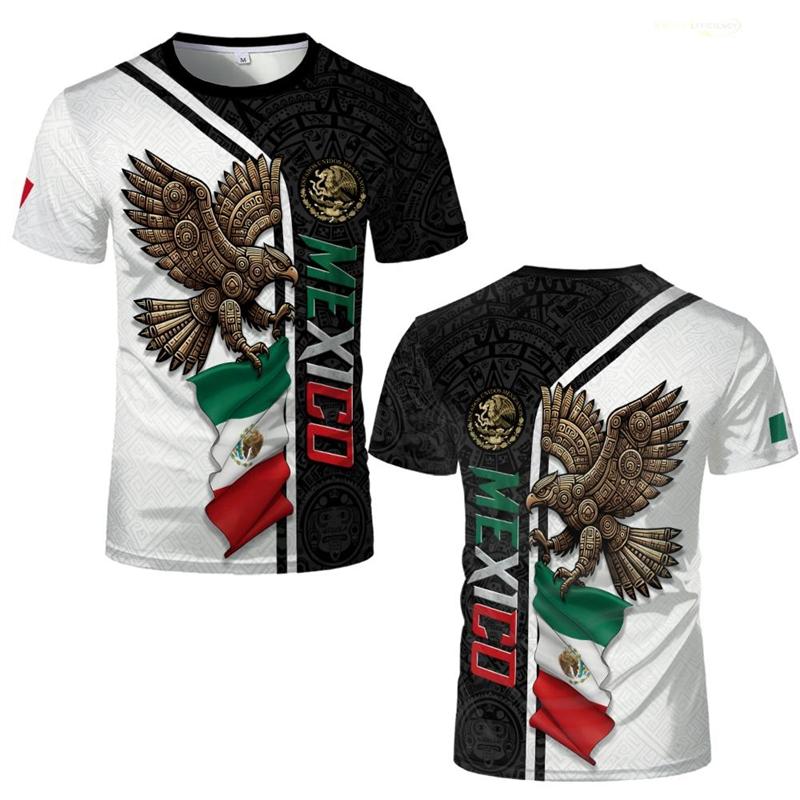 Mexican Constitution Day Pattern T-shirt Fashionable Mexican Flag and Emblem 3D Printed Top Summer Men's Casual Short Sleeve Sportswear