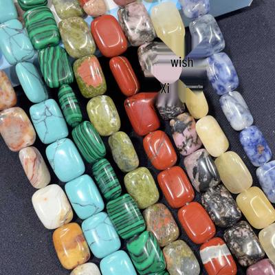 Cuentas Sueltas de Ágata de Cristal Rectangular y Turquesa Malaquita 10x14mm para Joyería DIY