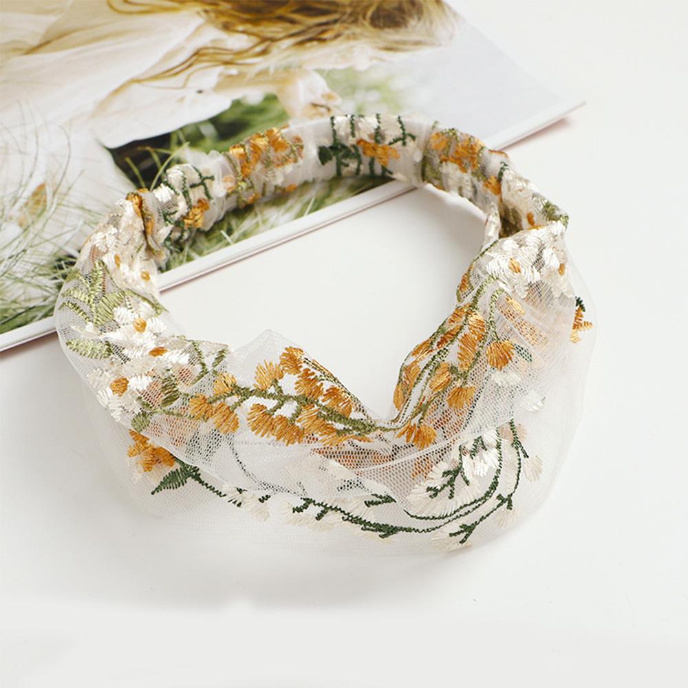 Retro Women Embroidery Face Wash Korean Floral Hair Band Headdress Hair Accessories Turban Headband