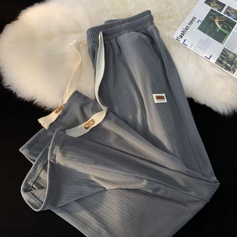 

Брюки с завязками на шнурке для мужчин и женщин, тонкие, весенние и летние, свободные, с высокой талией, широкие брюки, с заниженными штанинами, повседневные брюки 3XL серый