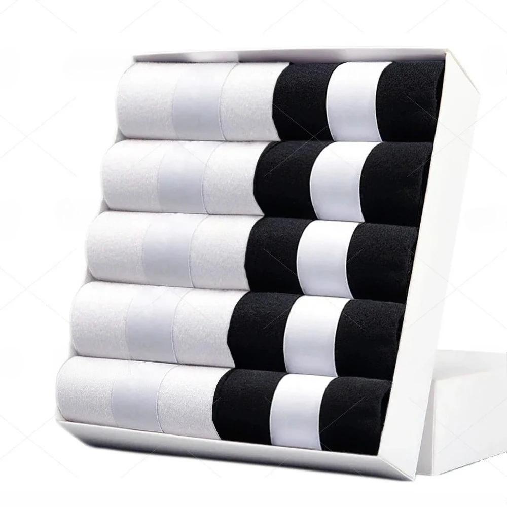 

5 10 Pairs Men Socks Cotton Blend Black Business Casual Soft Breathable for Spring Summer Autumn Winter Size 6-13 EU 38-47(US 6-13)
