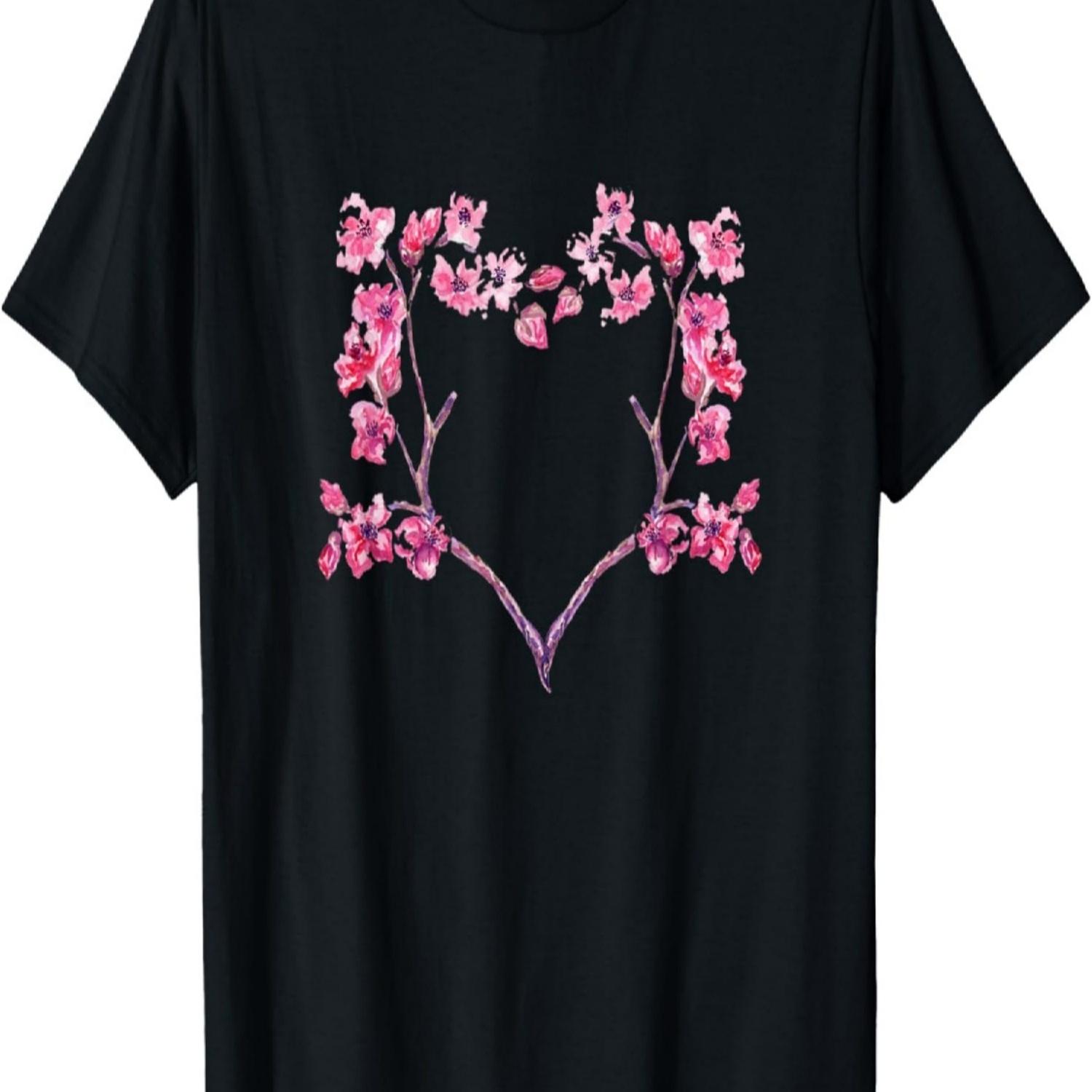 Sakura Cherry Blossom Heart T-Shirt S