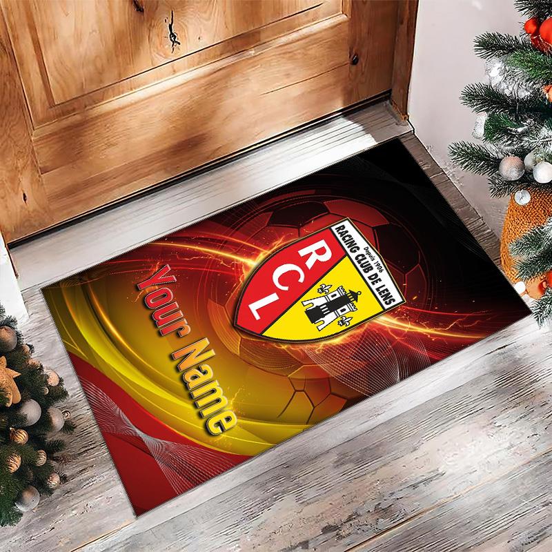 Racing Club de Lens Bedruckter Kristall-Samt-Teppich Rutschfester Kristall-Samt-Teppich Für Sofa Schlafzimmer Innenbereich Heimdekoration