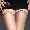 Smooth Oil Shiny Pantyhose Ladies Sexy Suspenders Stockings Heart Printed Glossy Tights Erotic Lingerie 3D Silk Socks Leg-Wear