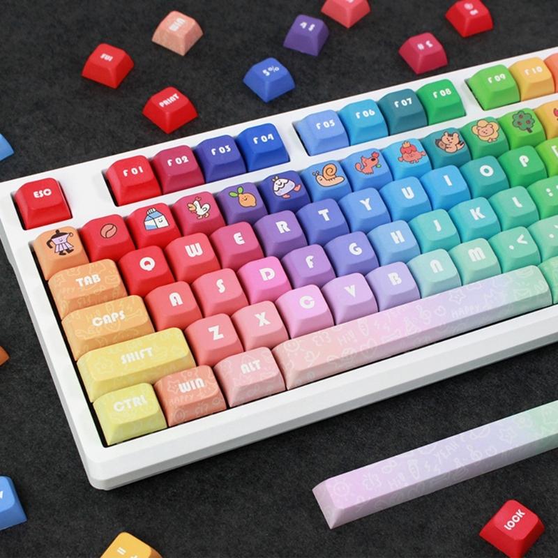 133 Tasti Arcobaleno Keycaps Profilo DA Spessore 9,5 mm Keycap in PBT Per Layout 61/87/104/108 Tastiere Meccaniche Keycaps