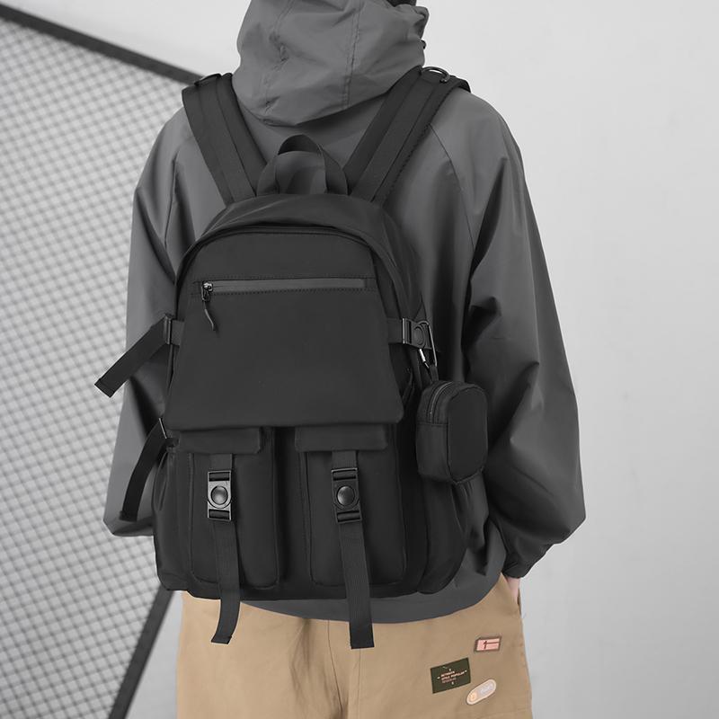 Fashion Men's Simple Backpack - Large Capacity, Laptop Compartment, Multiple Pockets, Suitable for Students and Travel