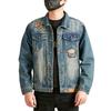 Xintang Men's Distressed Denim Jacket - Loose Fit Long Sleeve Outerwear 2025