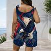 Women Plus Size Crew Neck Tank Romper Boho Paisley Floral Print Jumpsuit Shorts