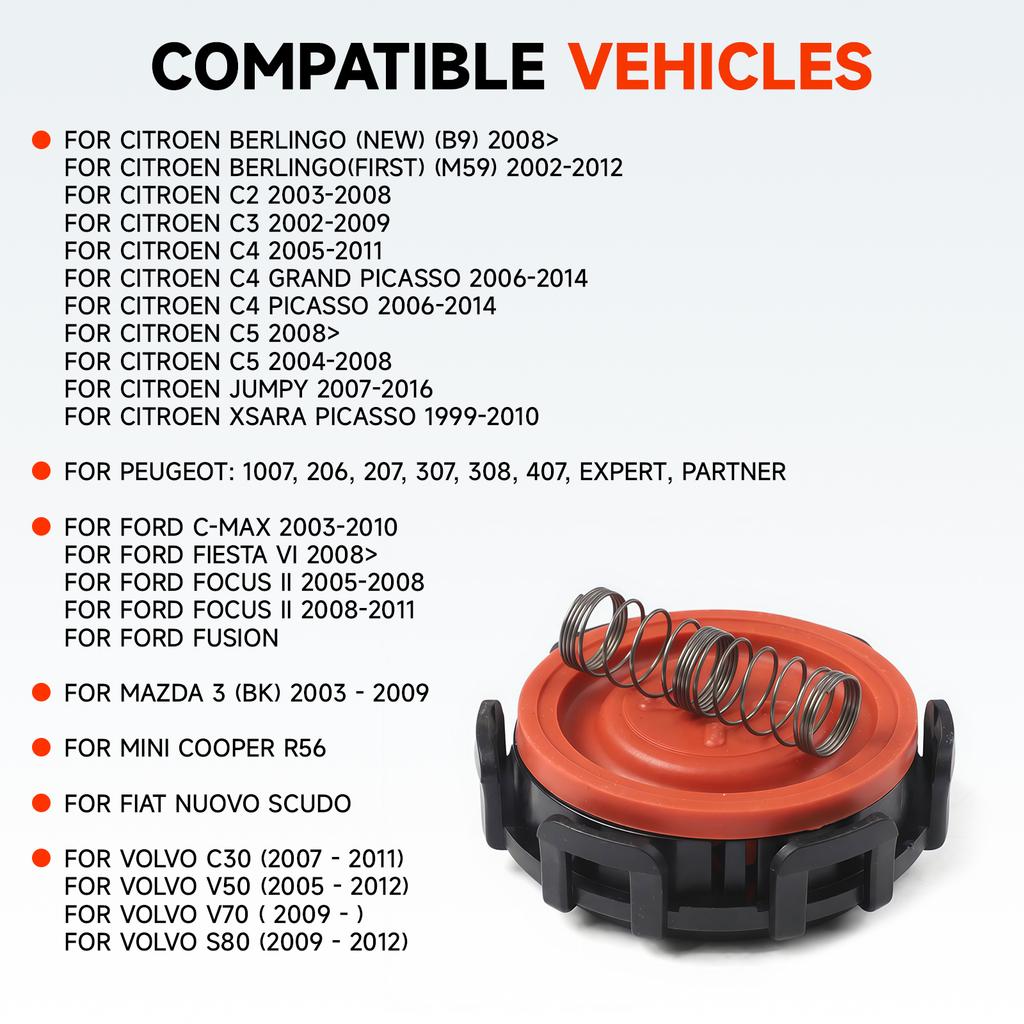 New Car PCV Valve Cover Kit For Ford C-MAX Fiesta VI Focus II Fusion Citroen Berlingo C2 C3 C4 Volvo Membrane Repair Accessories