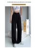 Women's High-Waisted Black Wide-Leg Slimming Pants - Petite, Floor-Length, Casual Fit
