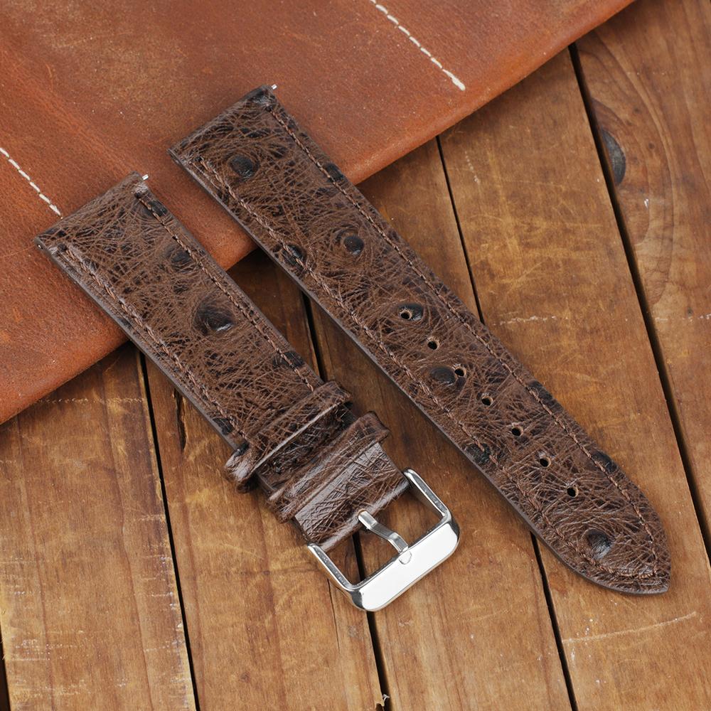 

Vintage Ostrich Pattern Leather Watchband 18mm 20mm 22mm 24mm Watch Strap Bracelets Repalcement for Men Wrist Band Accessories 24mm кавовий