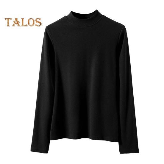 Women Bottoming Tops DE Velvet Self-Heating Thermal Top Half High Collar Long Sleeve Slim Fit Base Layer Shirt