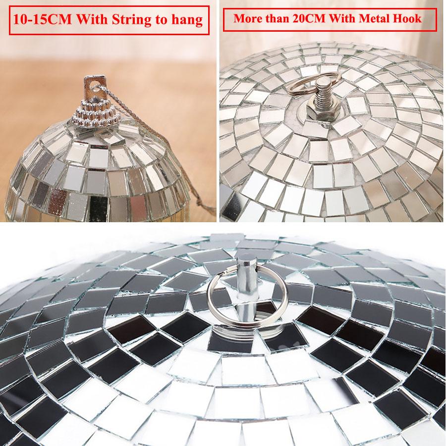 Disco Ball with Motor 8/10/12" Hanging Mirror Ball Rotating Motor with RGB Pinspot Lamps for Club Disco Party Wedding Decor