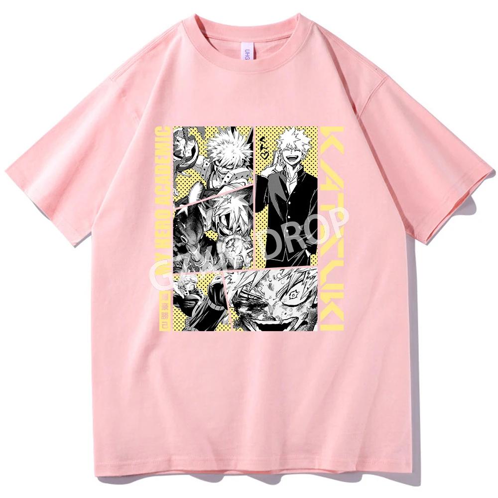 Katsuki Bakugo Anime My Hero Academic Comic T-shirt O-Neck Short Sleeve Shirts Fans Gift