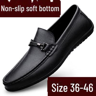 Men's Soft Cowhide Leather Casual Shoes, Size 36-45, Slip-On Style