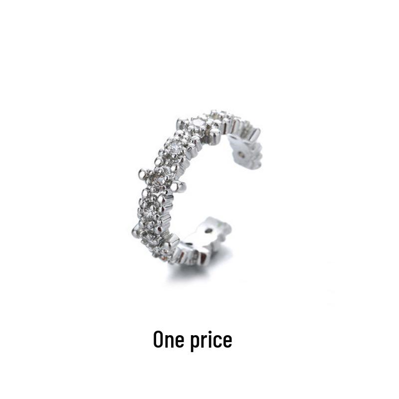 Zirkonia Doppel-Schicht Strass-Kreuz-Kette Ohne-Piercing Stern Ohr-Manschette für Damen