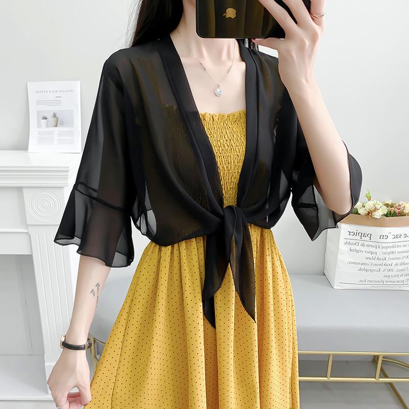 Summer 2026 Women's French Chiffon Sun Protection Cardigan Shawl