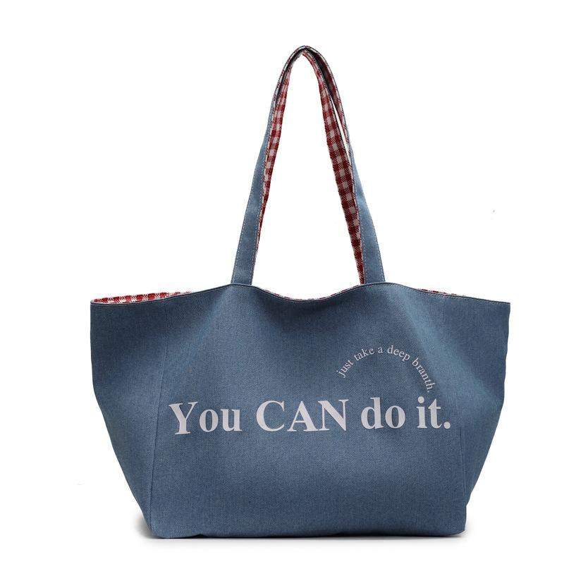 Bag Korean Lazy Wind Canvas Bag Women's 2025 New Large Capacity Tote Bag Fashion Shoulder Double Sided Backpack