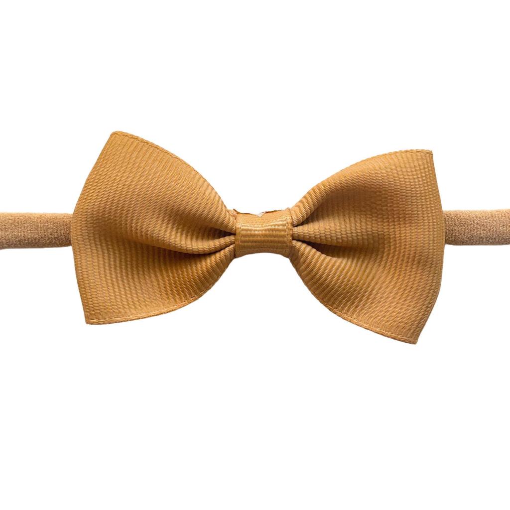 Solid Color Bow Hairpin & Ribbed Headband Set for Girls