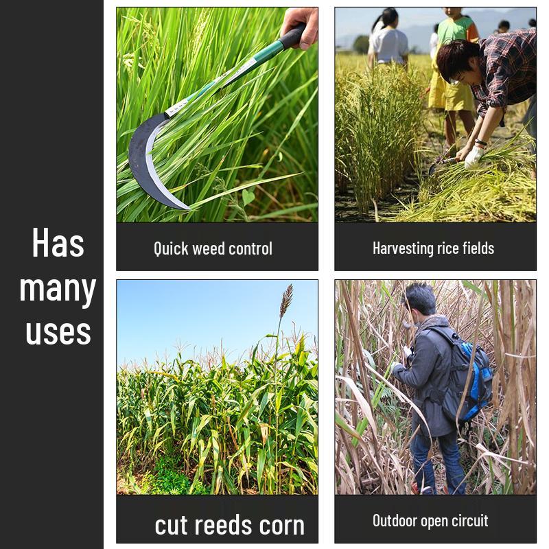 Manganese Steel Multi-Functional Sickle: Grass, Weed, Wood, and Corn Harvesting Tool