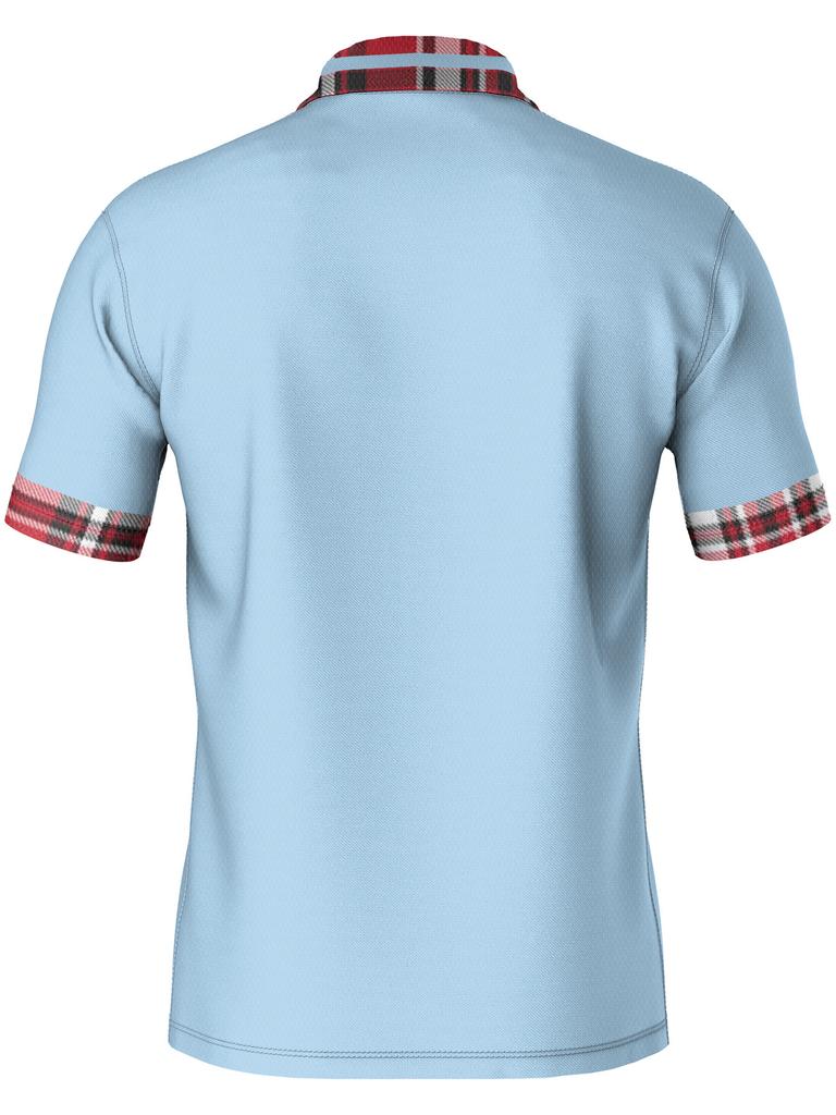 Printed Design – Not Textured Men's Casual Striped Print Golf Shirt, Abstract Geometric Pattern, Sporty Style, Men's Summer Short Sleeve