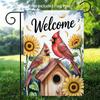 2D Flat Garden Flag Birdhouse Welcome Home Red Robin Pattern Outdoor Yard Flags Holiday Yard House Decor Yard Lawn Outdoor Signs Decor for Outdoor, Pa