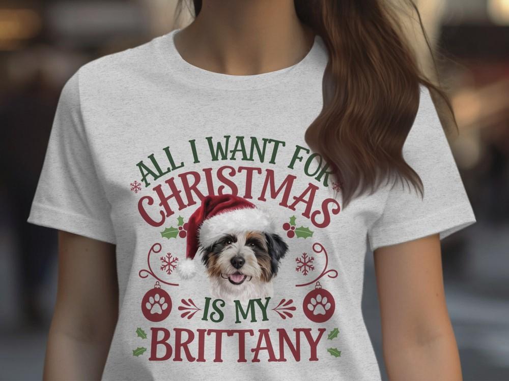 

Xmas T Shirt Christmas TShirt Brittany Dog Xmas Tee Holiday Shirt Festive Top 4XL