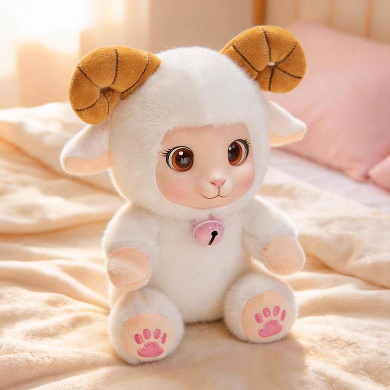 Adorable Silicone Little Sheep Plush Toy Pendant - Curly Wool Leather Face Bag Charm Doll