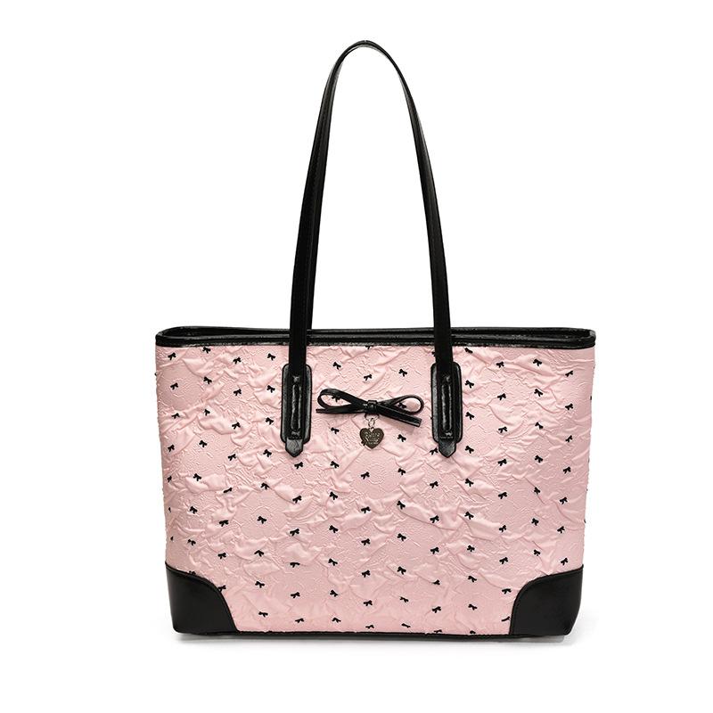 New small fresh printed tote bag large capacity women's fashion textured shoulder bag commuter women's bag