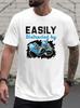 Funny "Easily Distracted By" Graphic T-shirt - Light Grey Tee with Bold Black Text - Regular Fit Casual Shirt for Gym