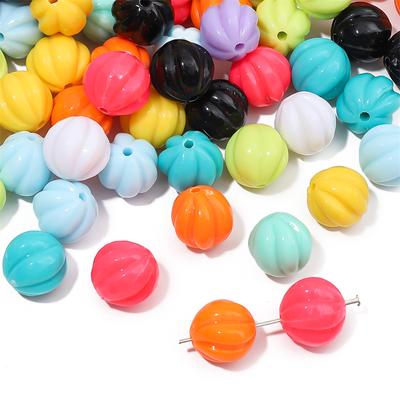 Einfarbige Acryl-Kürbisform-Perlen 12 mm Abstandshalter für DIY-Schmuck 1 Set