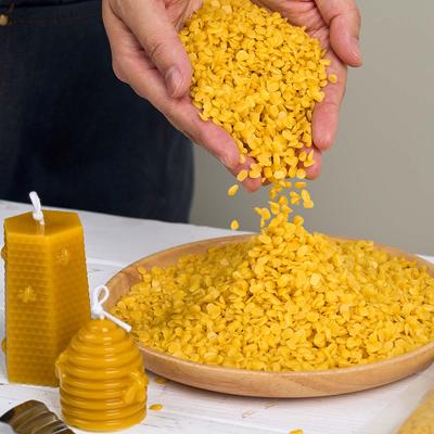 1LB Yellow And White Beeswax Pure Natural Granular Scented Candle Material DIY Soy Wax Smokeless Wicks Craft Making Supplies